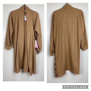 Fashion on Earth open front ribbed cardigan Sz small long tunic length New